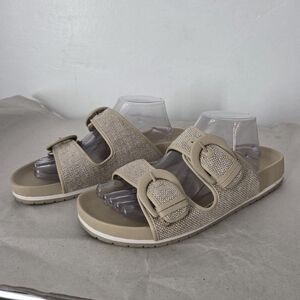 Time & Tru Footbed Sandals Adjustable Slides Comfy Hippie Gypsy Neutral Women 11